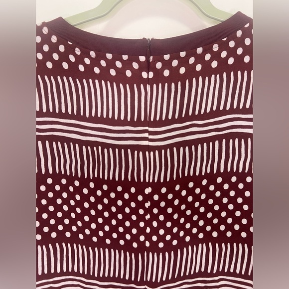 Madewell Women's Burgundy & Cream Patterned Shirt Dress. - Picture 4 of 5